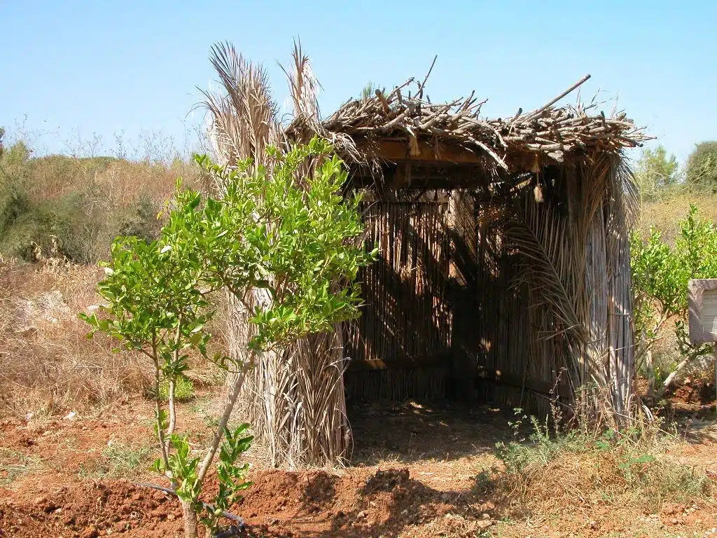 A booth illustrating remembrance of God’s wilderness provision