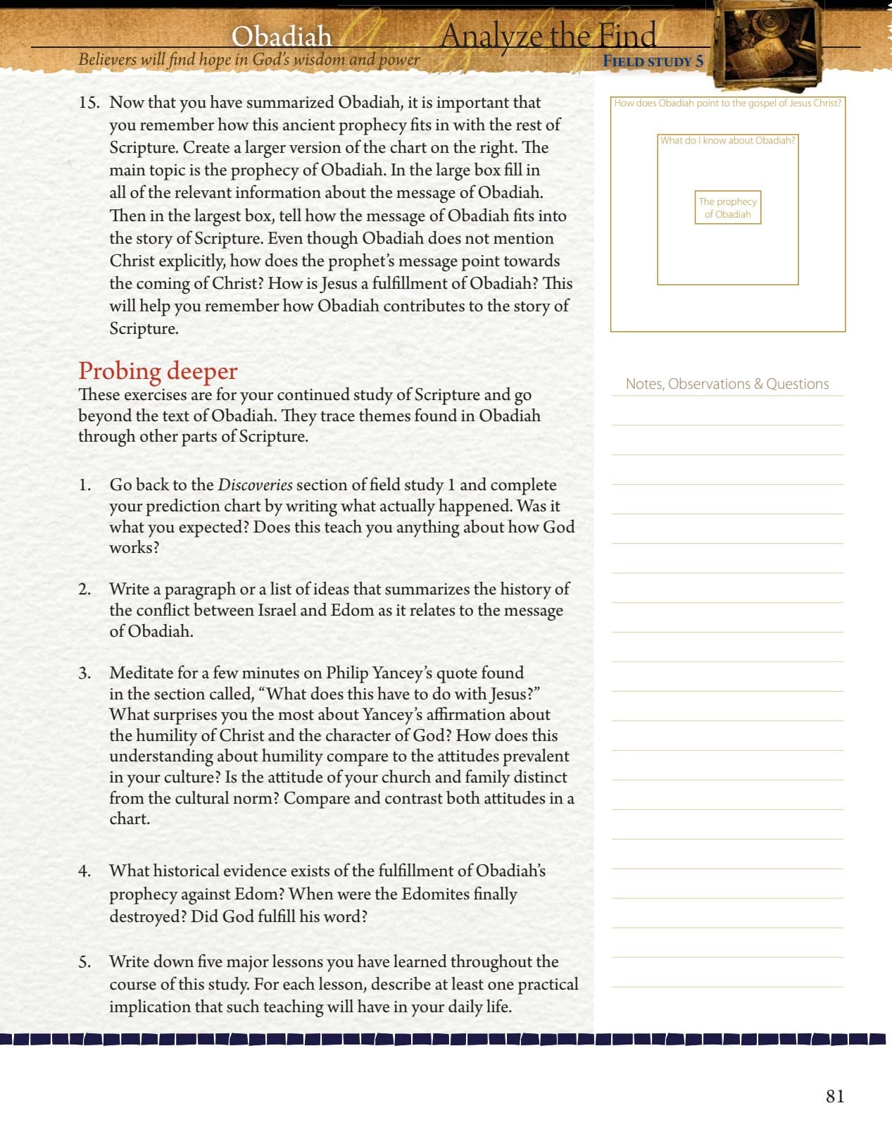 Obadiah Field Notes Discoveries connecting the message of Obadiah to the gospel of Jesus Christ