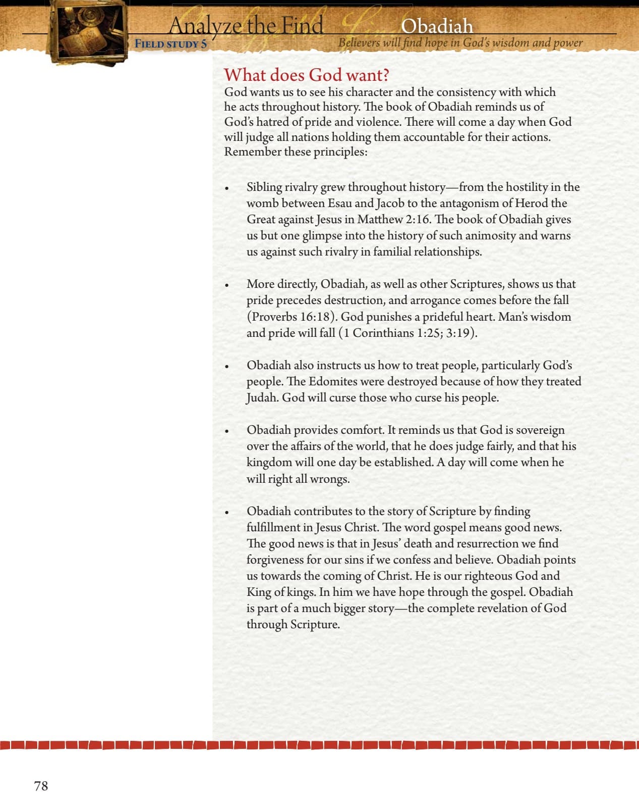 Obadiah Field Notes summary of hope in God's wisdom and power