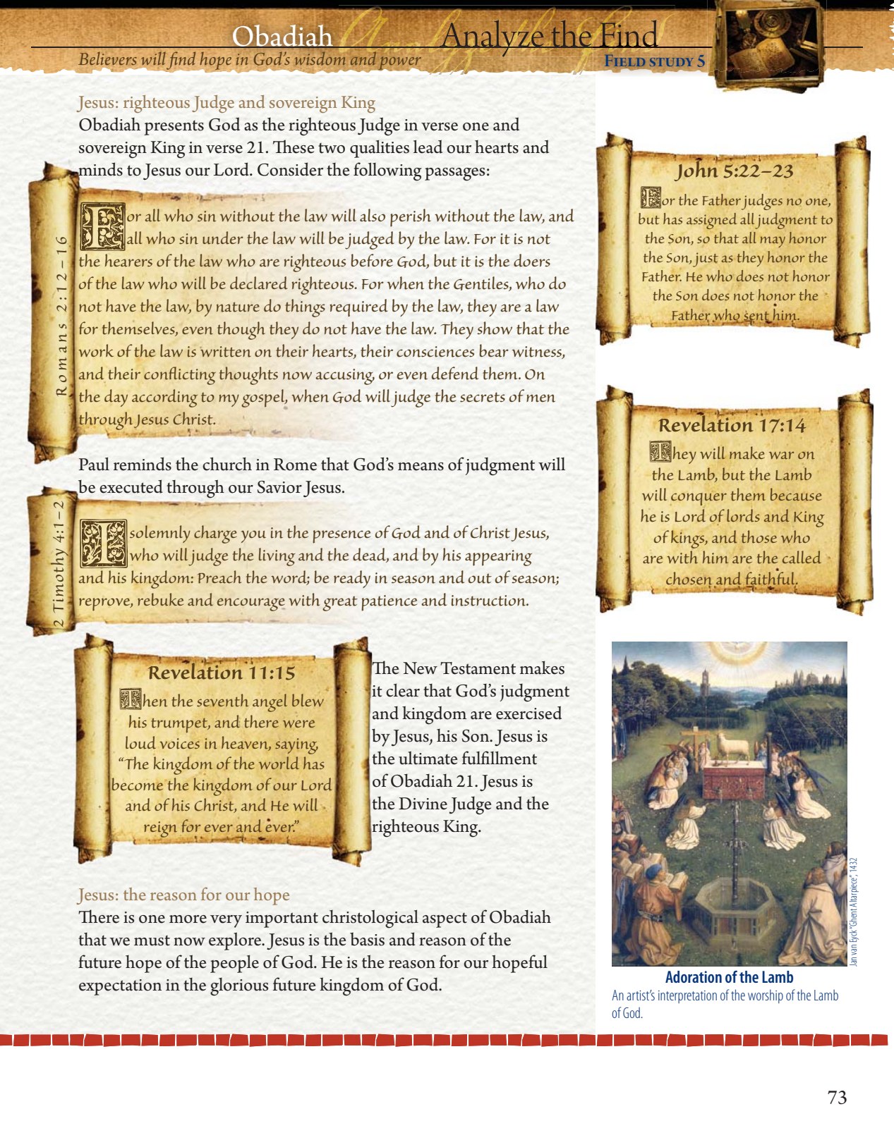 Field Notes page presenting Jesus Christ as righteous Judge and sovereign King
