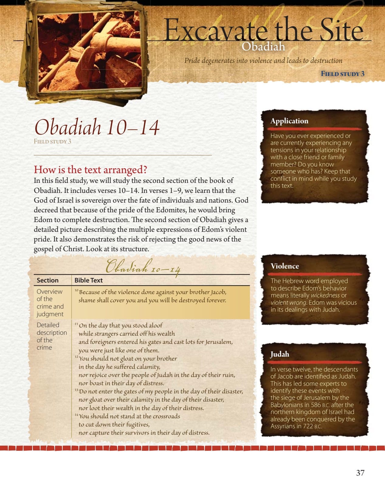 Obadiah Field Notes structural analysis of Obadiah 10–14