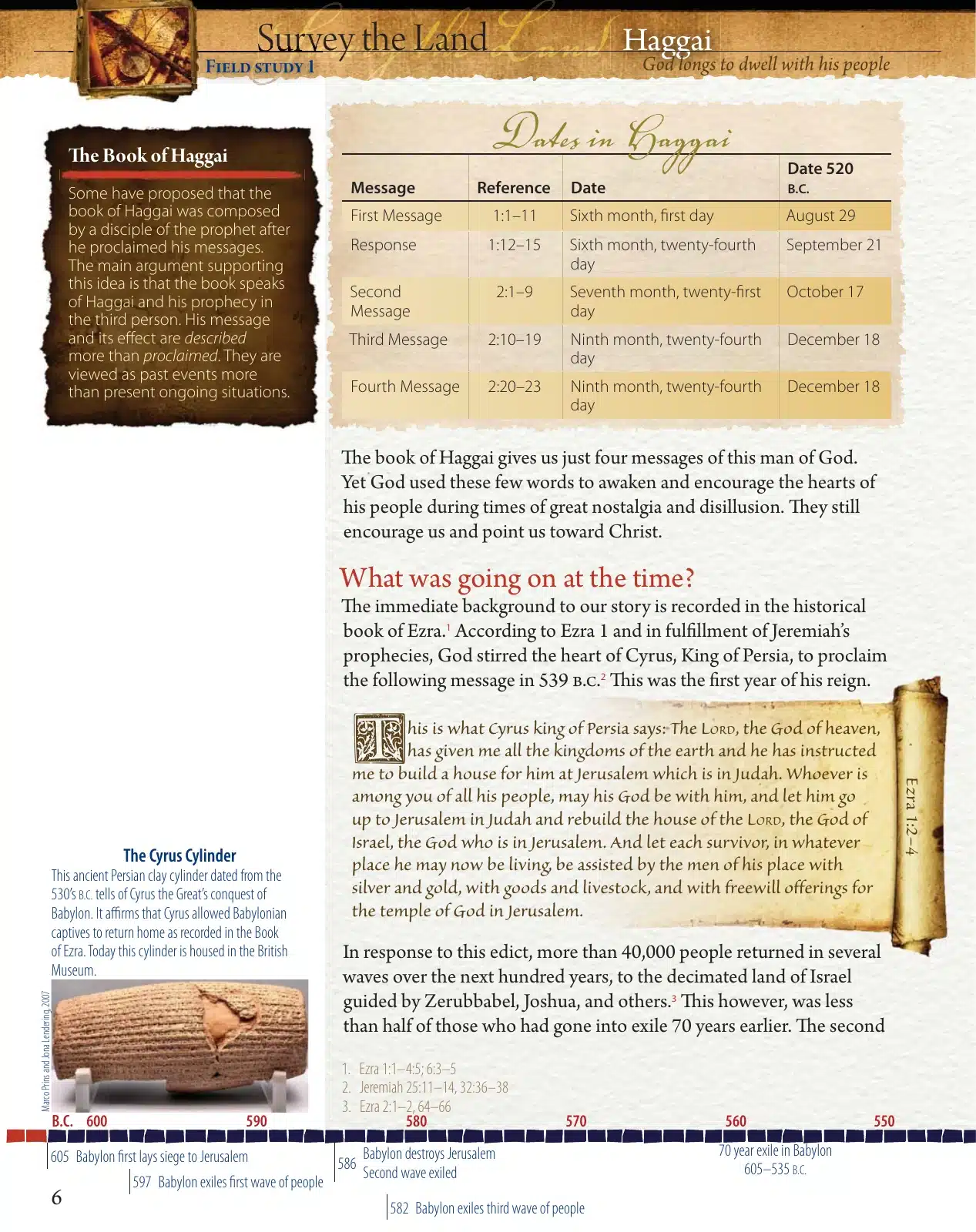 Haggai Field Notes timeline of the four dated messages