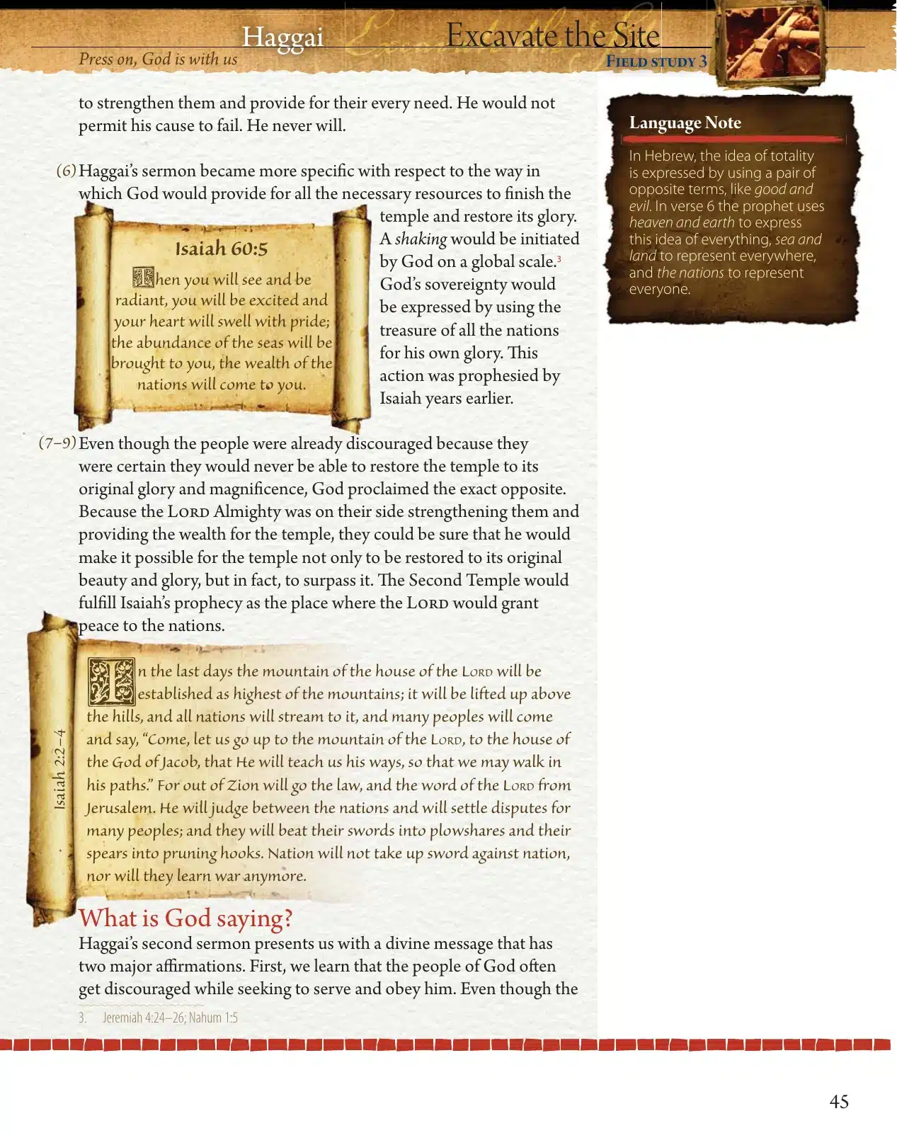 Selected Field Notes page about the promise of glory