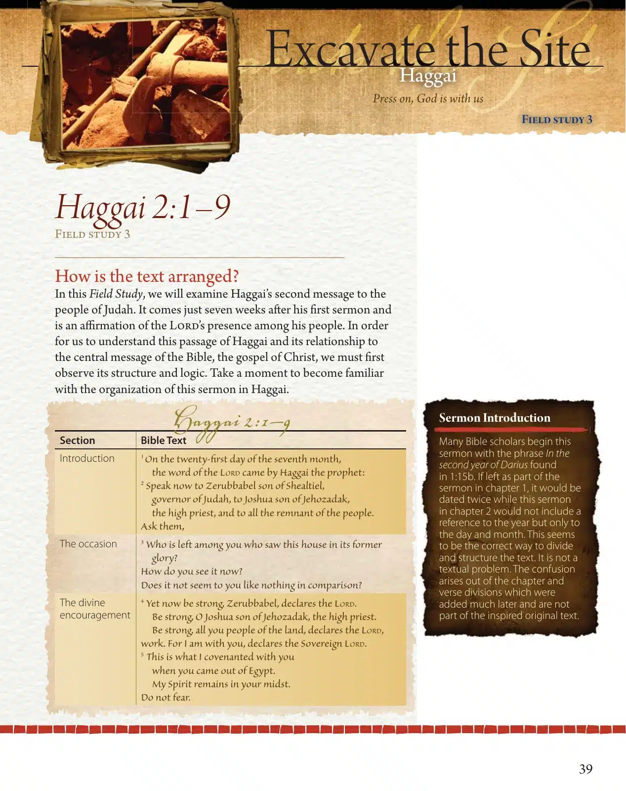 Selected Field Notes page introducing Haggai’s second message