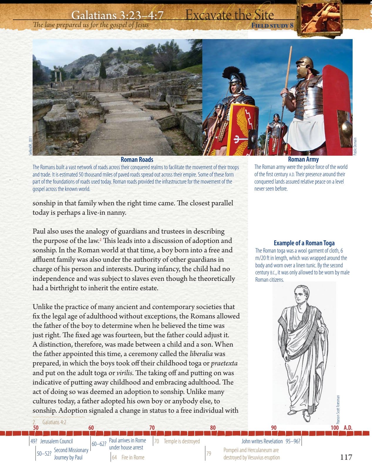 Field Notes page explaining Roman guardianship, adoption, and sonship