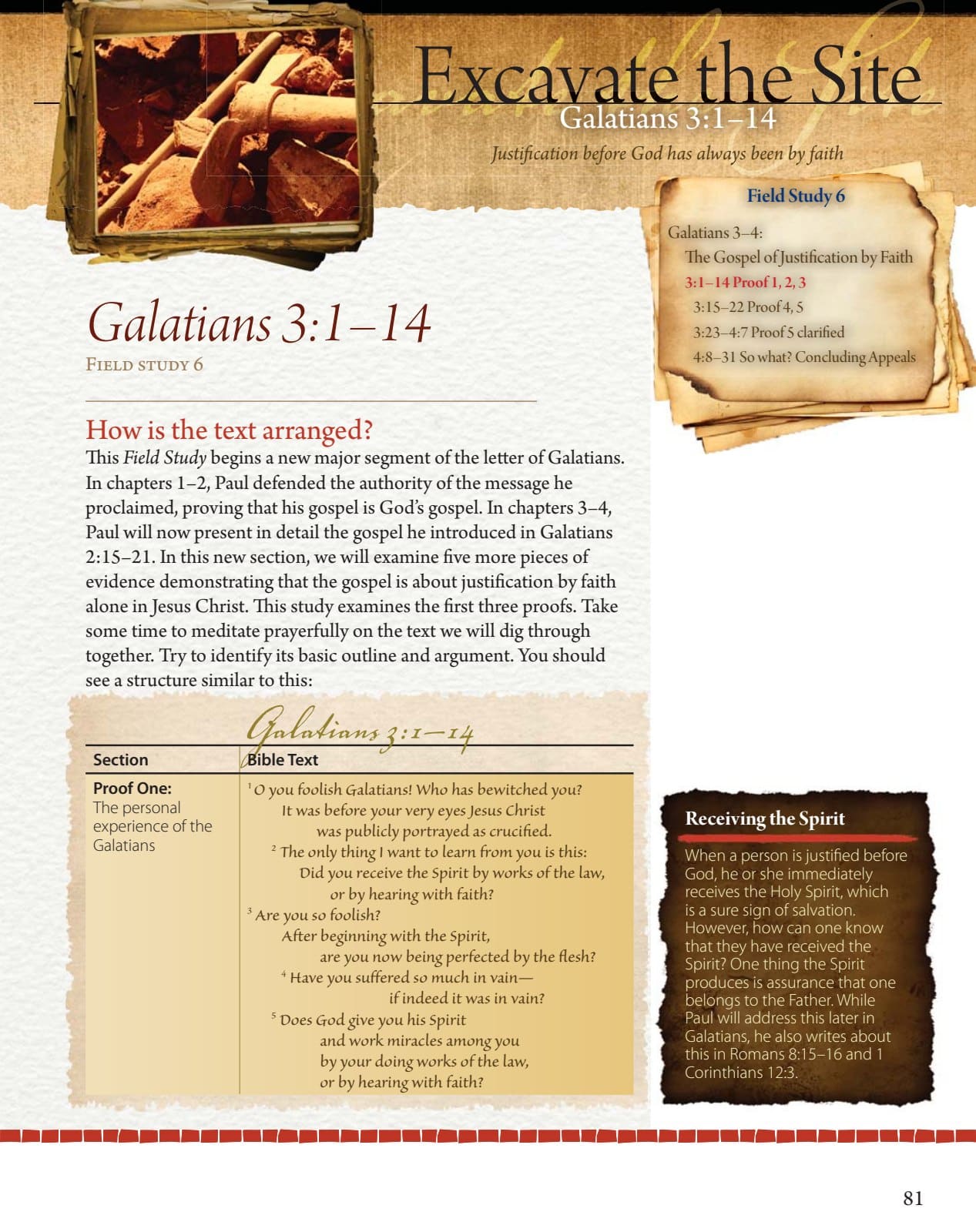 Galatians Field Notes page showing structural analysis and passage explanation