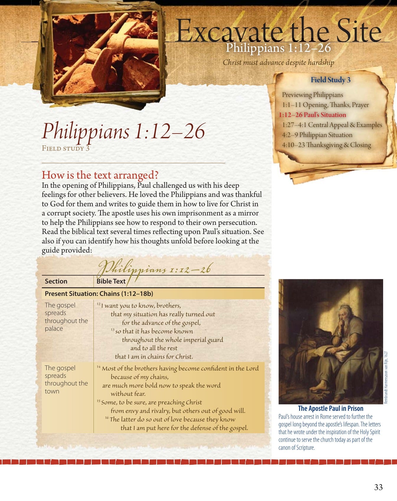 Field Notes page showing structural analysis, explanation, artwork, and page navigation