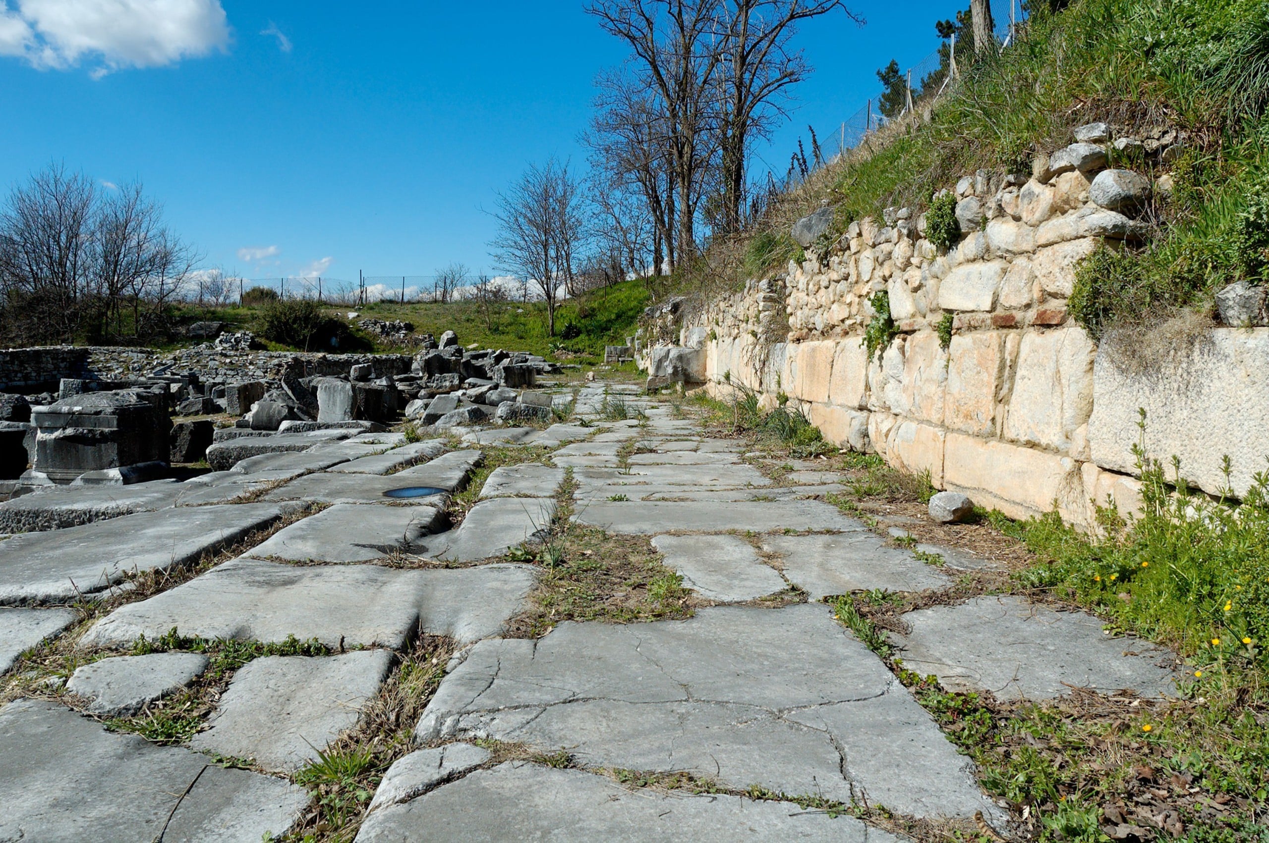 Ancient paving stones of the Via Egnatia through Philippi